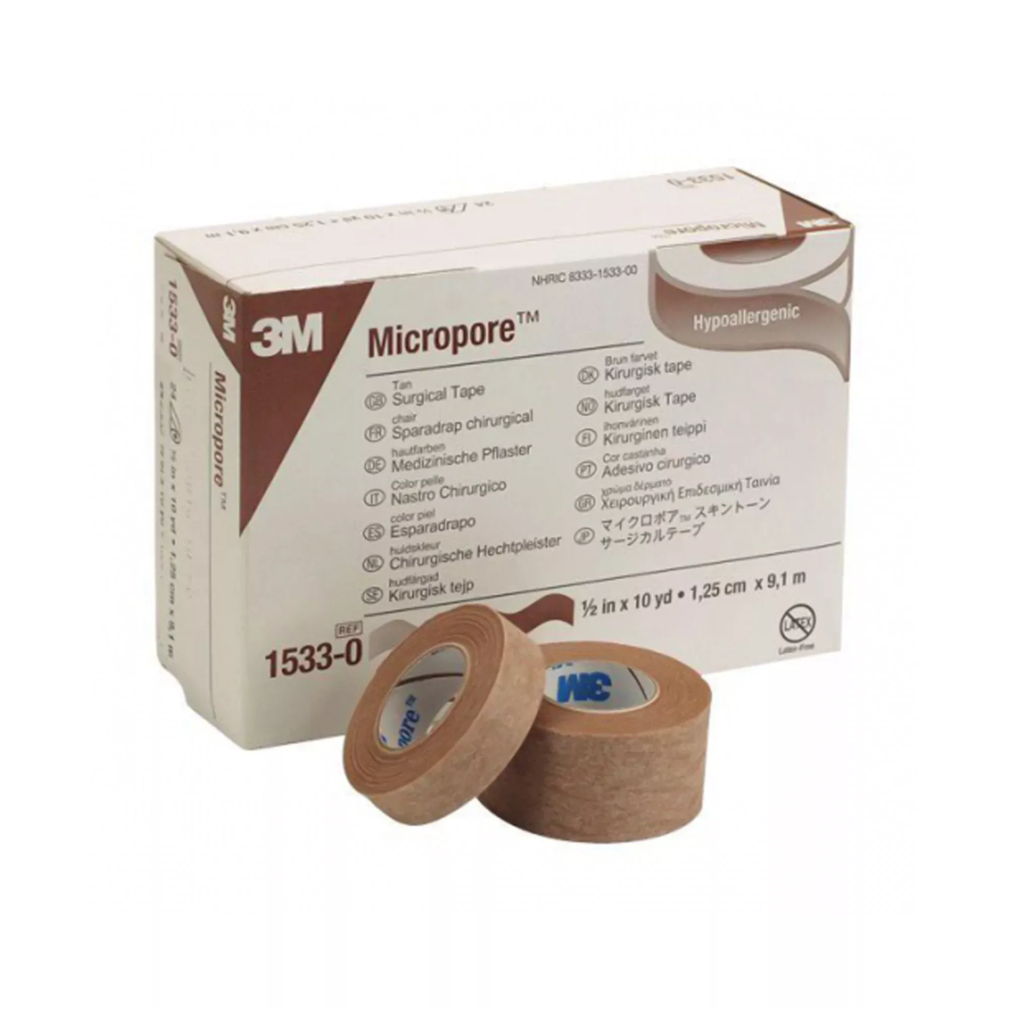 3M Esparadrapo Micropore Color Piel 1,3 cm X 9,1 m Papel No Estéril Caja de 24 unidades