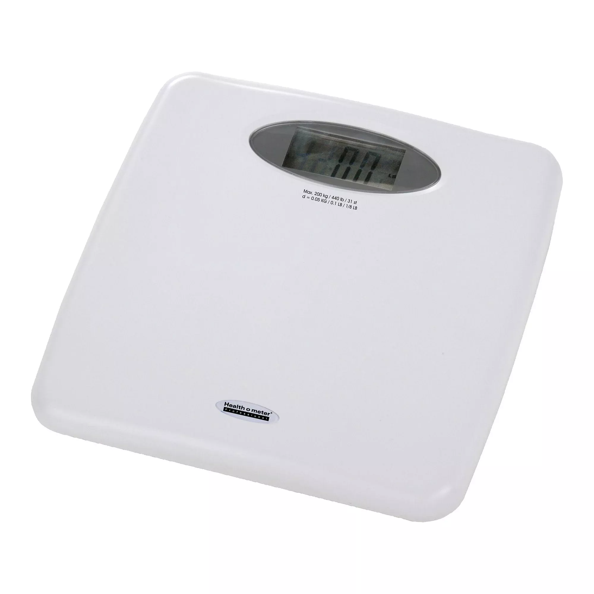 Báscula de suelo Health O Meter con pantalla digital, 181 kg de capacidad, color blanco, funciona con pilas