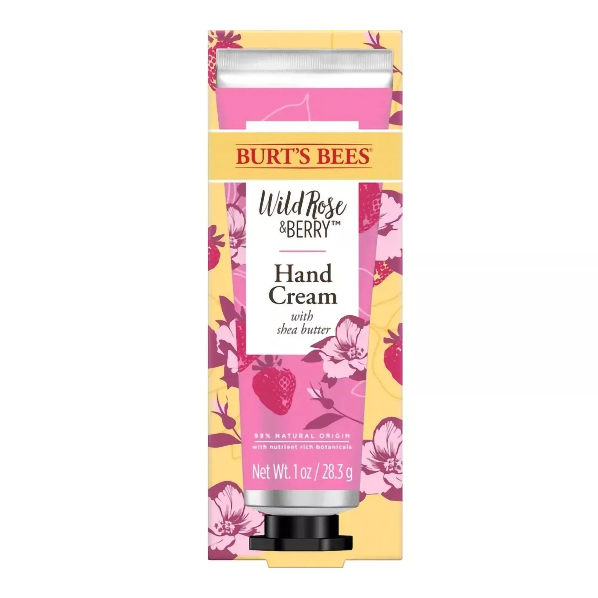 Burt's Bees Crema hidratante para manos de rosa silvestre y bayas, tubo de 30 ml, aroma floral - Caja de 4 unidades