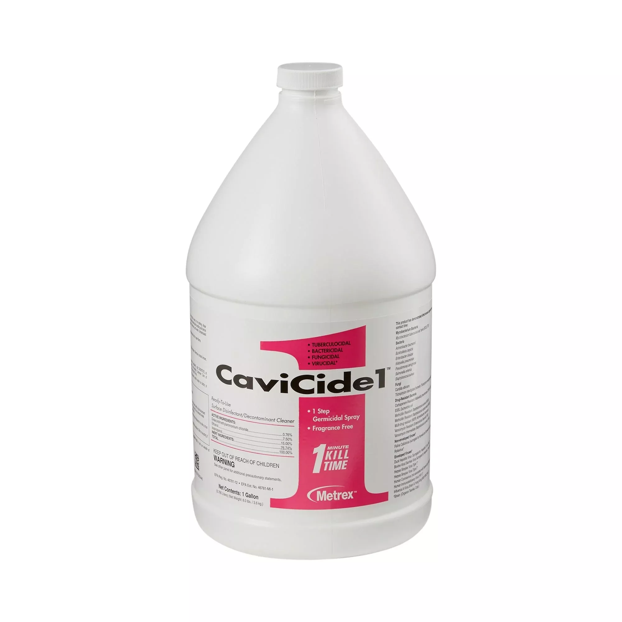 CaviCide1 Desinfectante limpiador de superficies a base de alcohol, líquido para verter manualmente, jarra de 3,8 L, alcohol