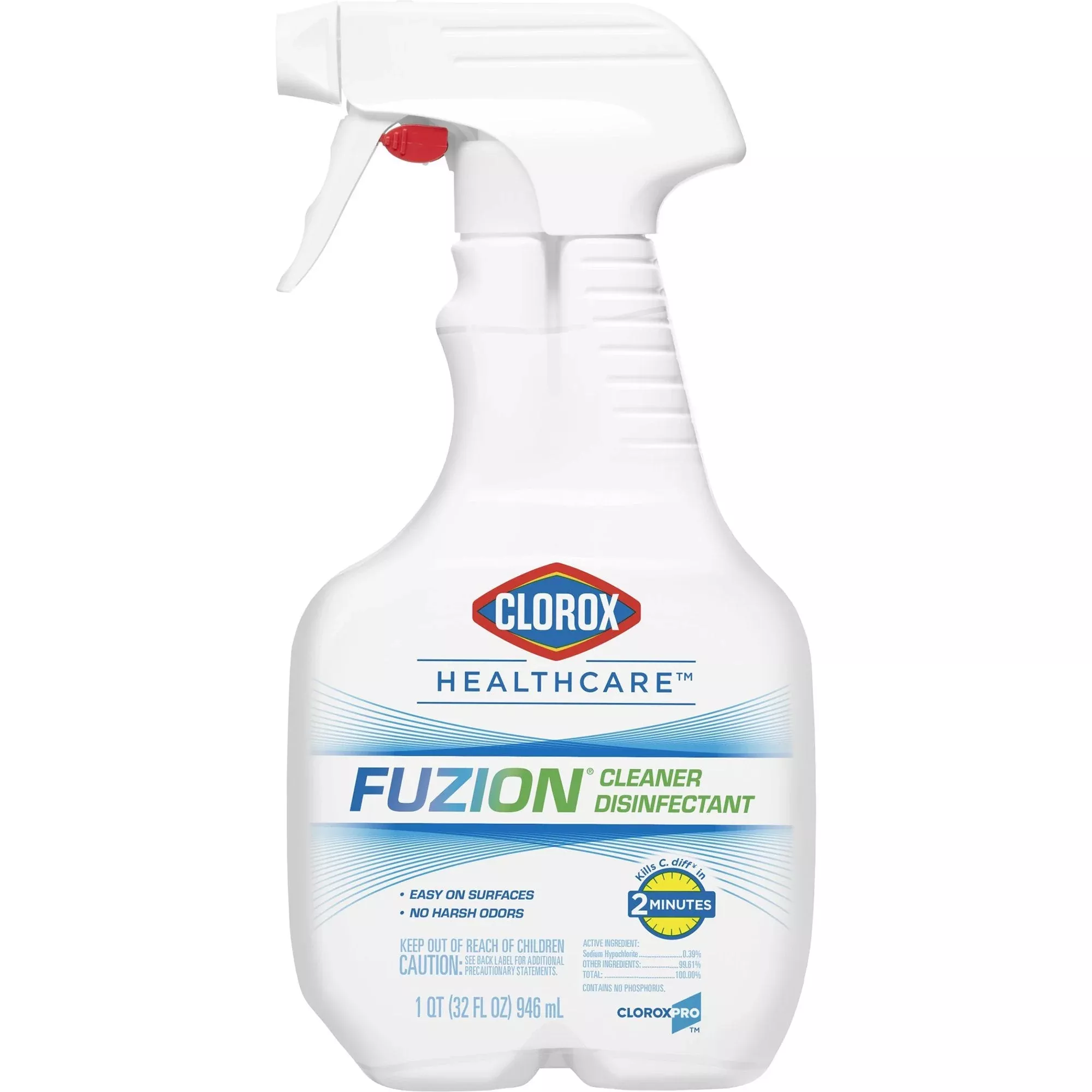Clorox Healthcare Fuzion Desinfectante Limpiador de Superficies de Amplio Espectro con Pulverizador Líquido 946
