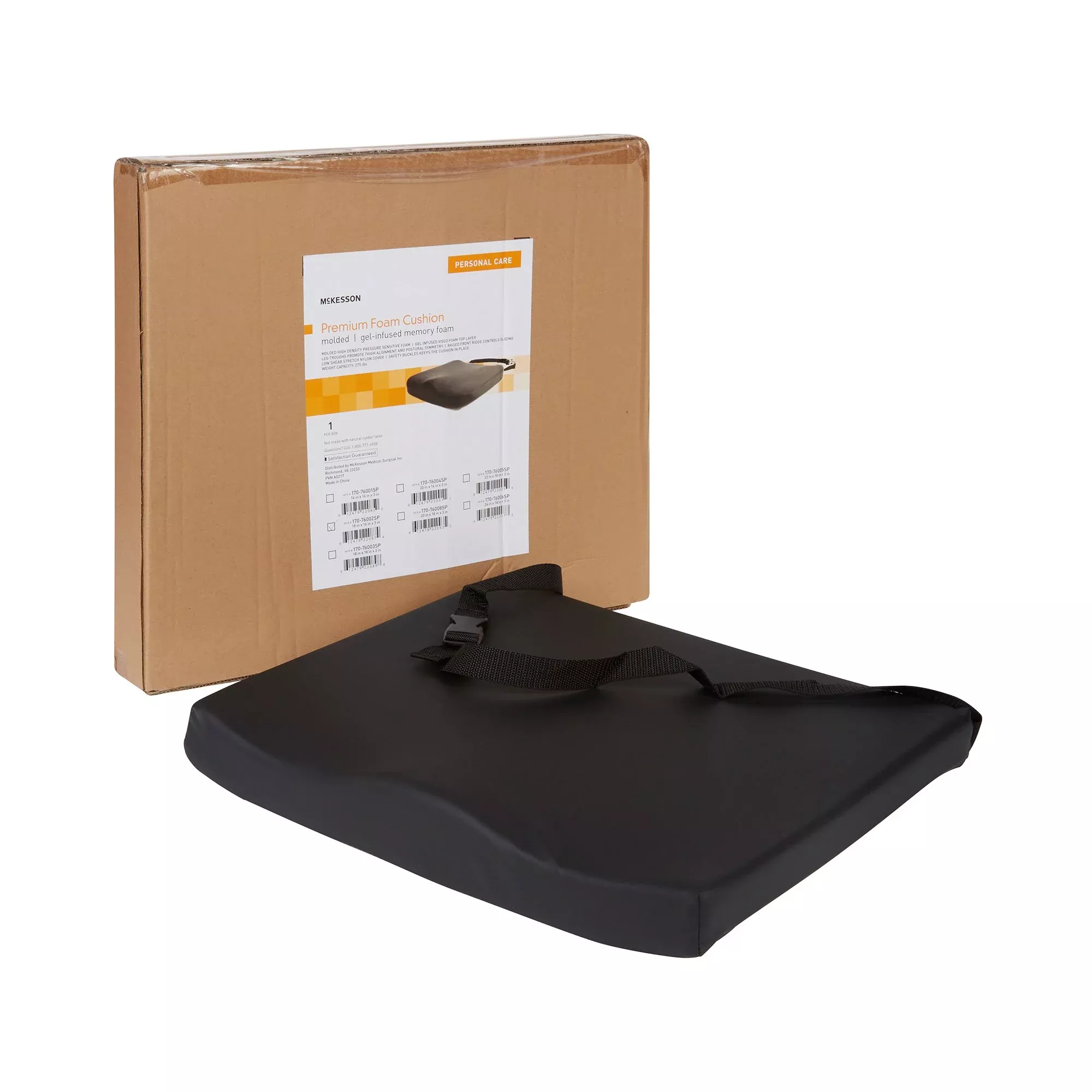 Cojín de asiento contorneado McKesson 46 x 41 x 7,6 cm de espuma moldeada - Unidad