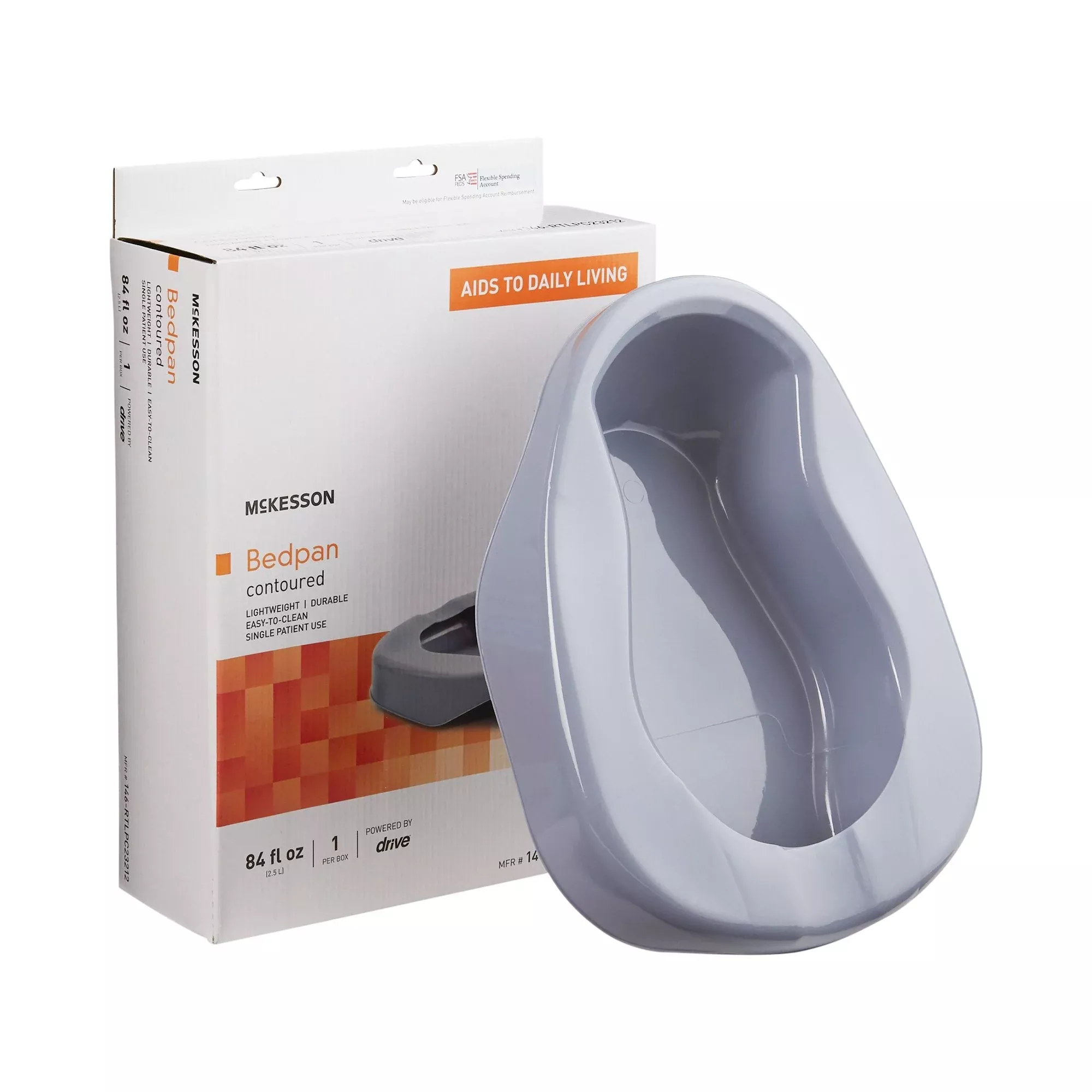 Cuña para cama contorneada McKesson, unisex, gris, 2484 ml / 2484 ml - Unidad