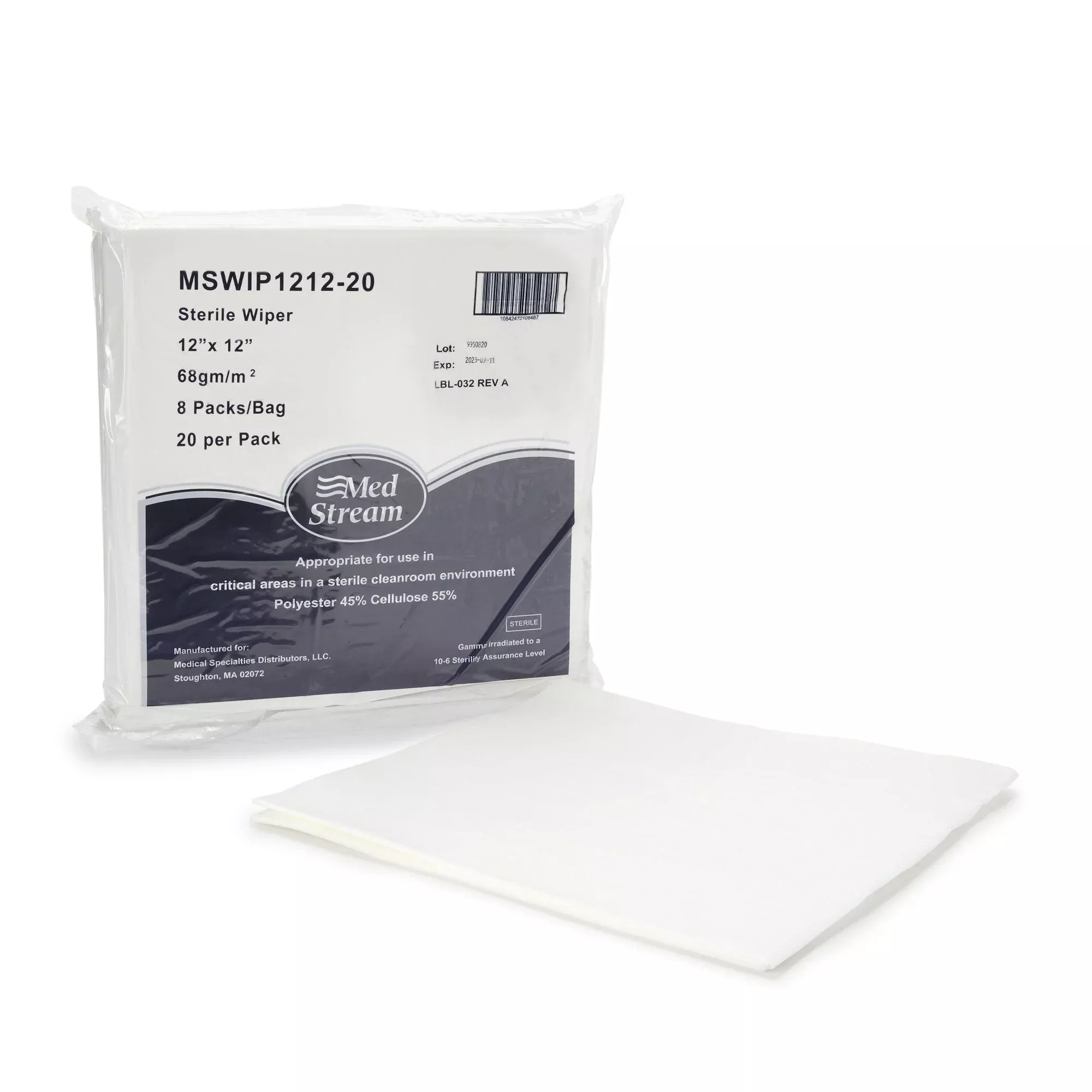 Paquete de toallitas McKesson Cleanroom de 20 unidades bolsa de 20 unidades x 30 cm, estéril, desechable Paquete de 20 unidades