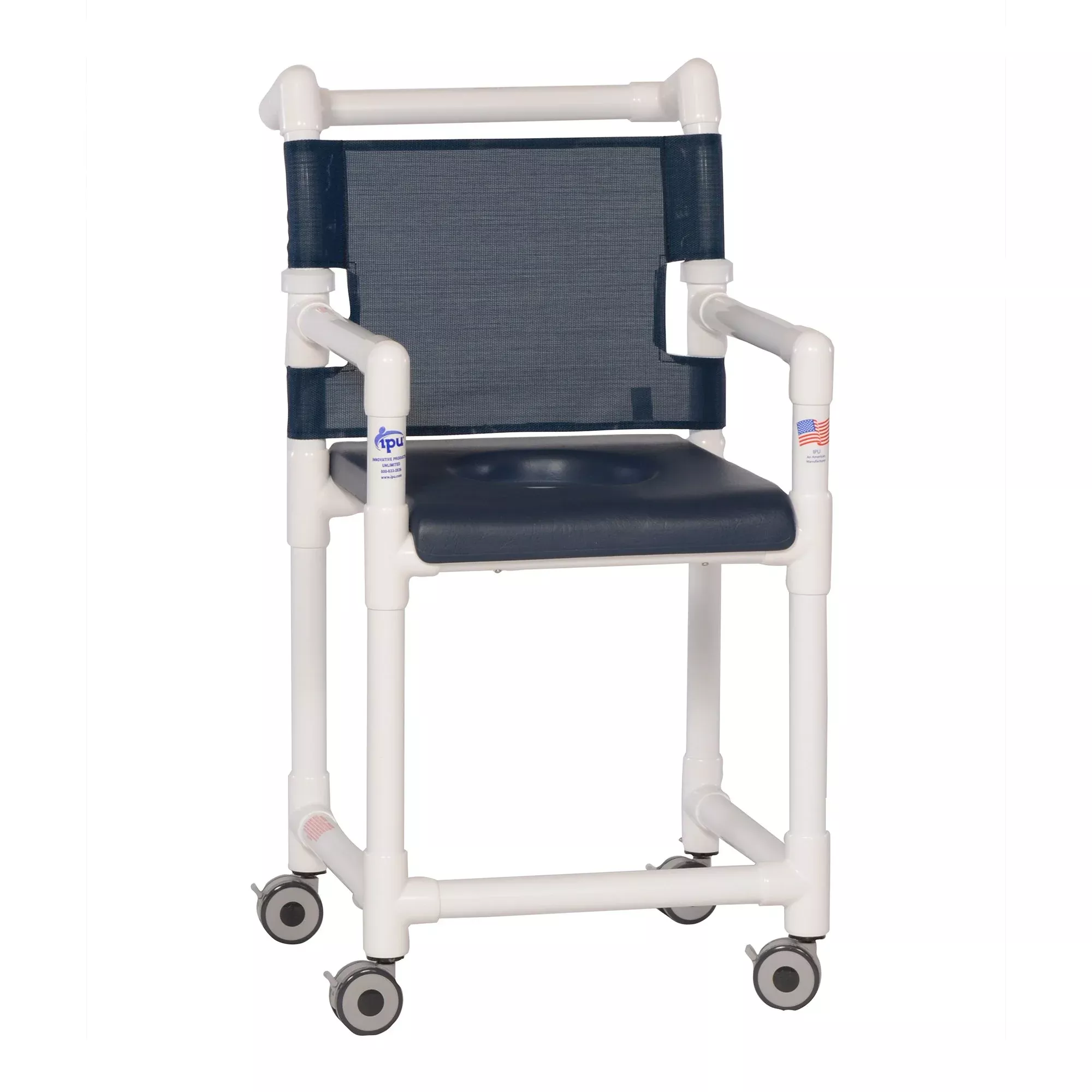 Silla de Ducha ipu con Brazos Fijos, Marco de PVC, Respaldo de Malla, 53 cm de Ancho de Asiento, Capacidad de Peso de 136 kg