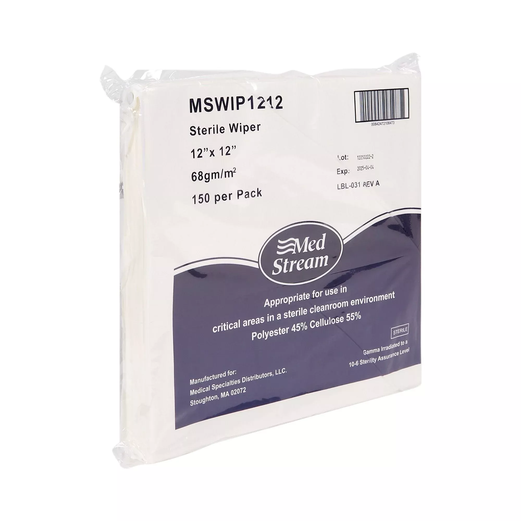 Toallita para sala limpia McKesson bolsa de 150 unidades, 30 x 30 cm, estéril, desechable Paquete de 150 unidades